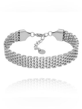 Silver Multi-Row Chain Mesh Bracelet